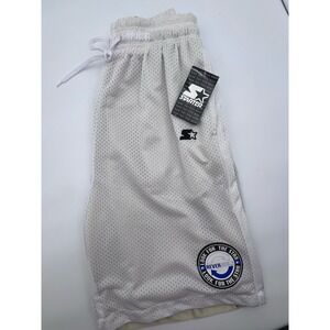 Vintage Y2K Starter Reversible Mens S White Gold Shiny Silky Gym Shorts Mesh NWT